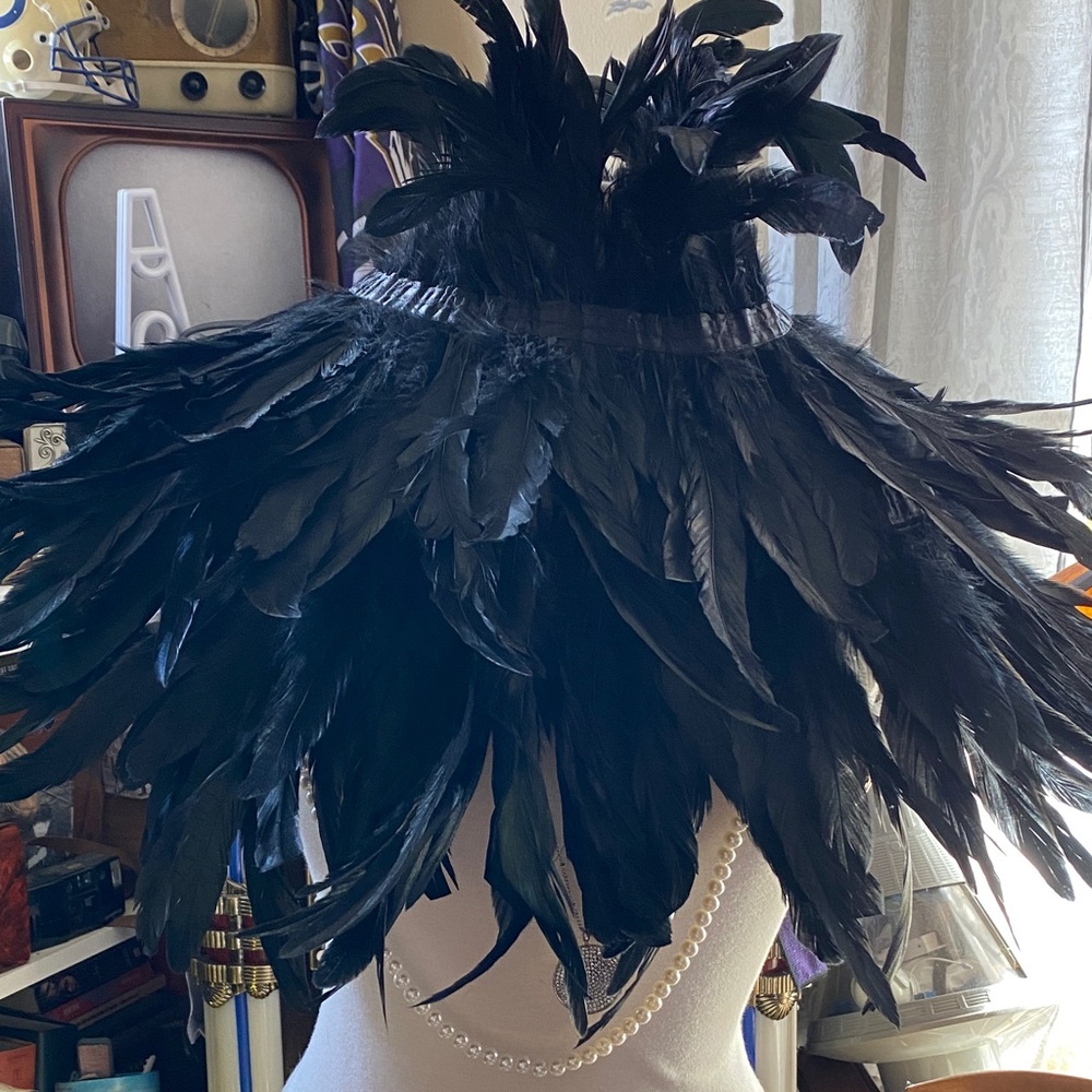 Elegant Black Feathered Wrap